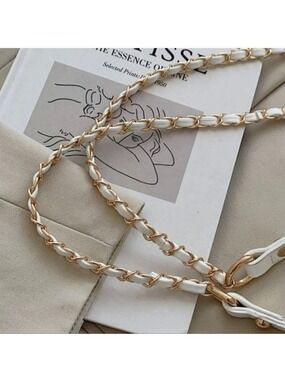 White Faux Leather Braided Chain